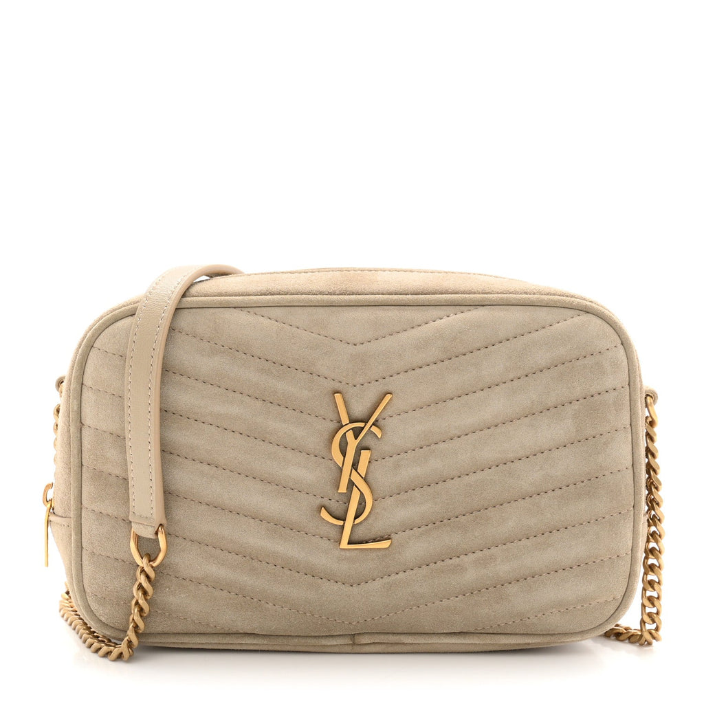 Suede Matelasse Monogram Mini Lou Camera Bag Matte Gold