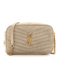 Suede Matelasse Monogram Mini Lou Camera Bag Matte Gold