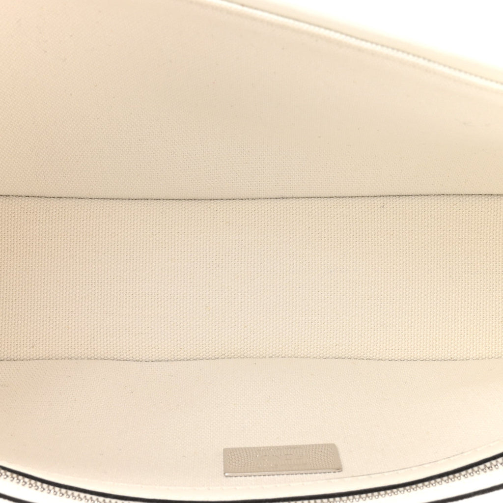 Canvas Vitello King FF Embroidered Baguette White Black