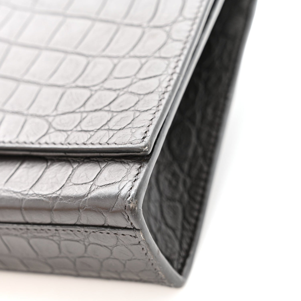 Calfskin Crocodile Embossed Medium Classic Monogram Kate Tassel Satchel Storm