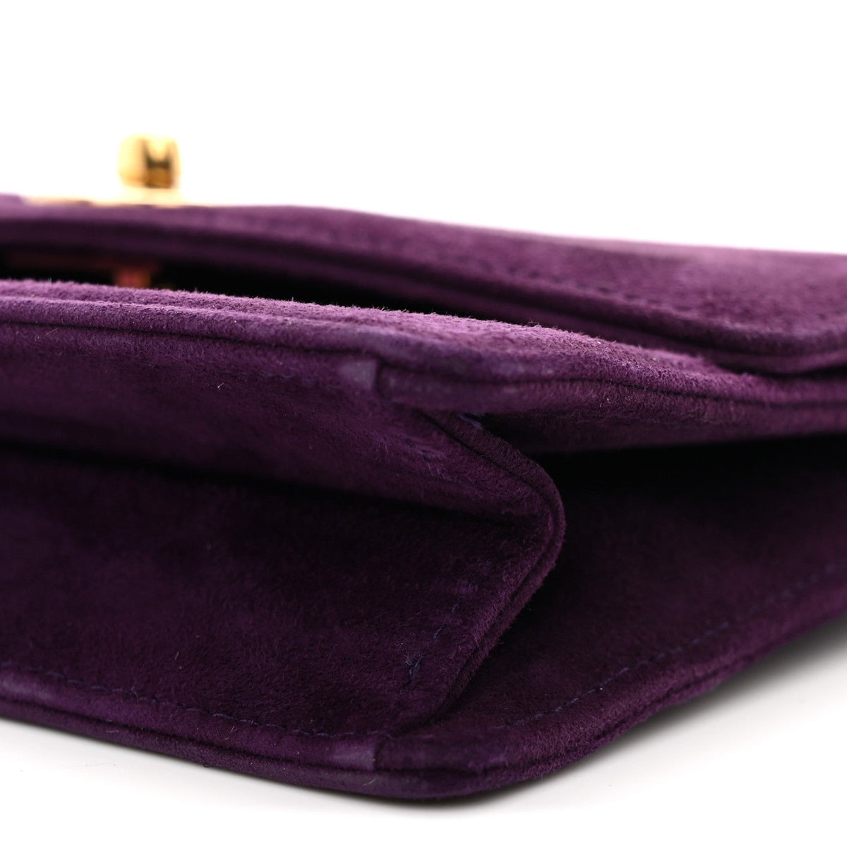 Suede CC Flap Clutch With Chain Purple