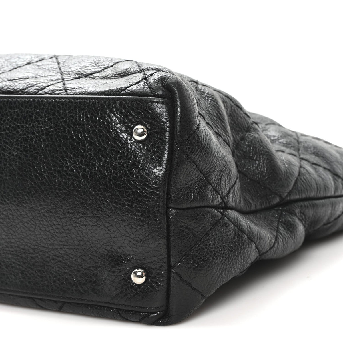 Glazed Calfskin Large On The Road Tote Black