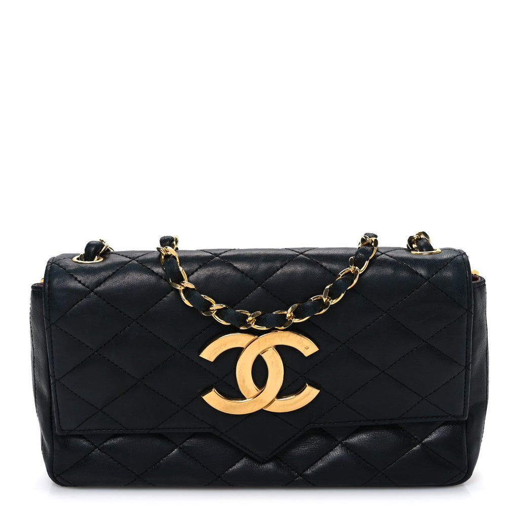 Lambskin Quilted Jumbo CC Small Single Flap Black