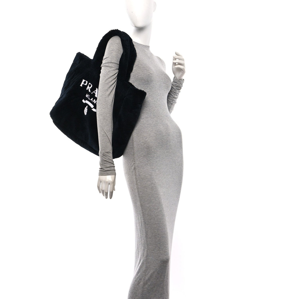 Terry Cloth Tote Bag Black White