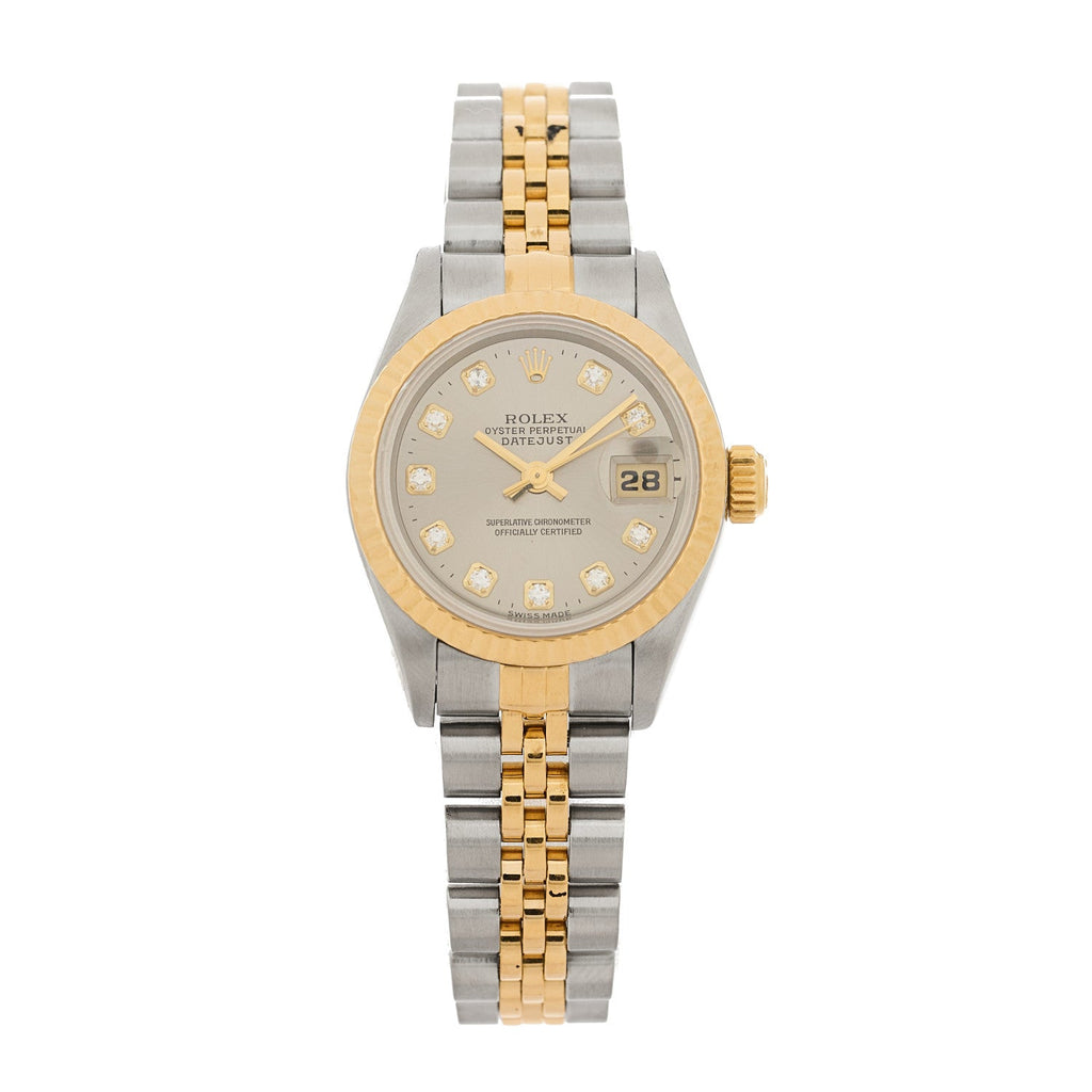 Stainless Steel 18K Yellow Gold Diamond 26mm Oyster Perpetual Datejust Watch Silver 69173