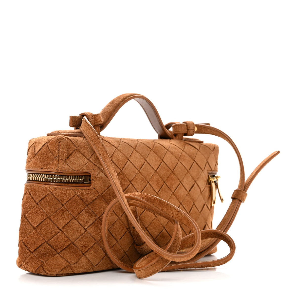 Suede Intrecciato Bang Bang Vanity Case Amber
