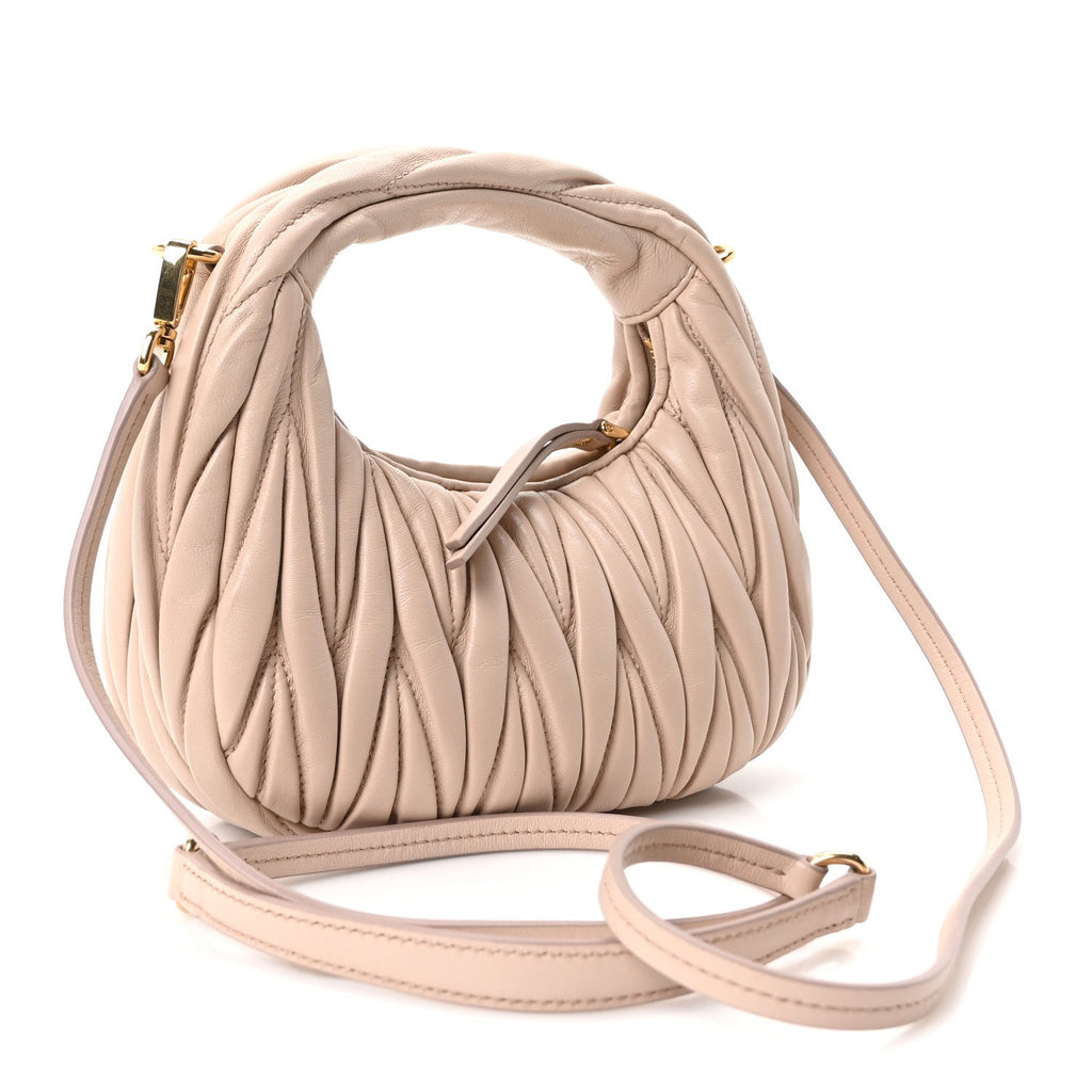 Nappa Matelasse Mini Wander Hobo Cipria