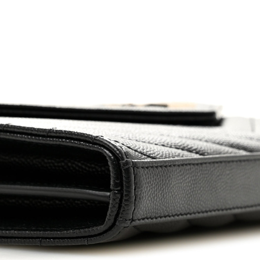 Grain De Poudre Matelasse Chevron Monogram Chain Wallet Black