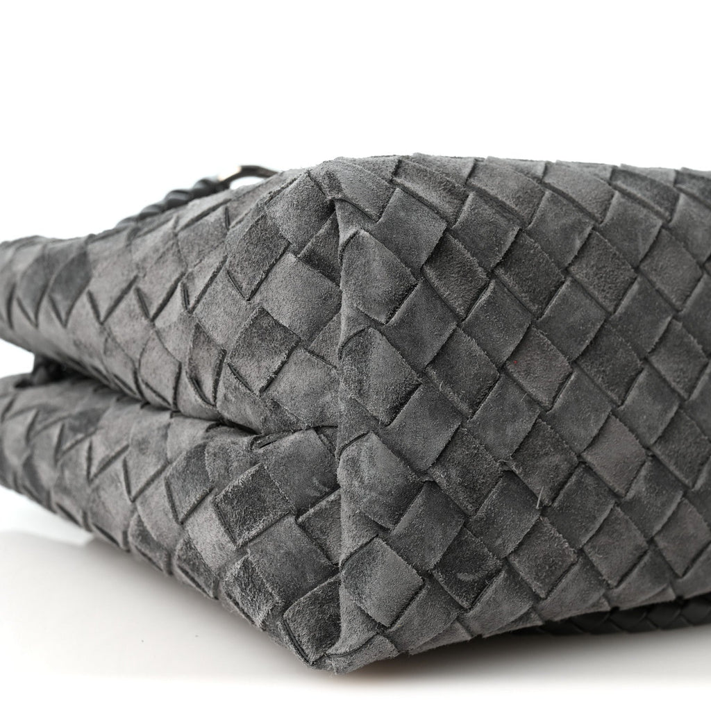 Suede Intrecciato Small Andiamo Shoulder Bag Graphite