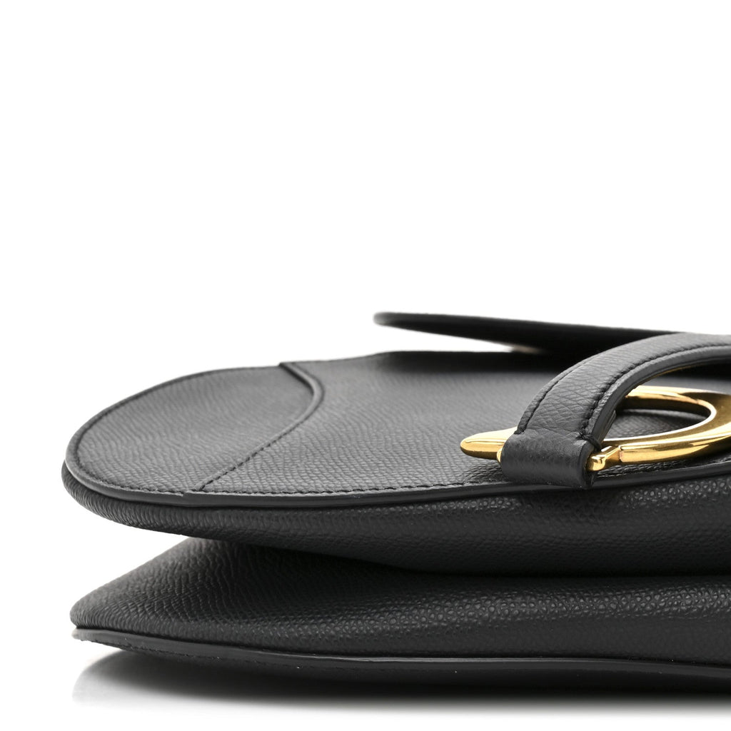 Grained Calfskin Saddle Bag Black