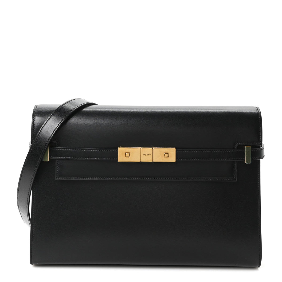 Smooth Calfskin Manhattan Shoulder Bag Black