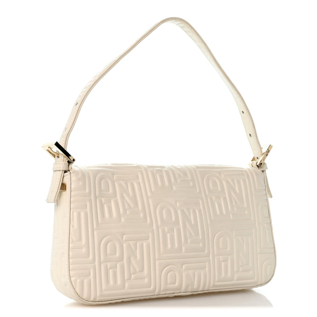 Nappa Logo Embossed Baguette White