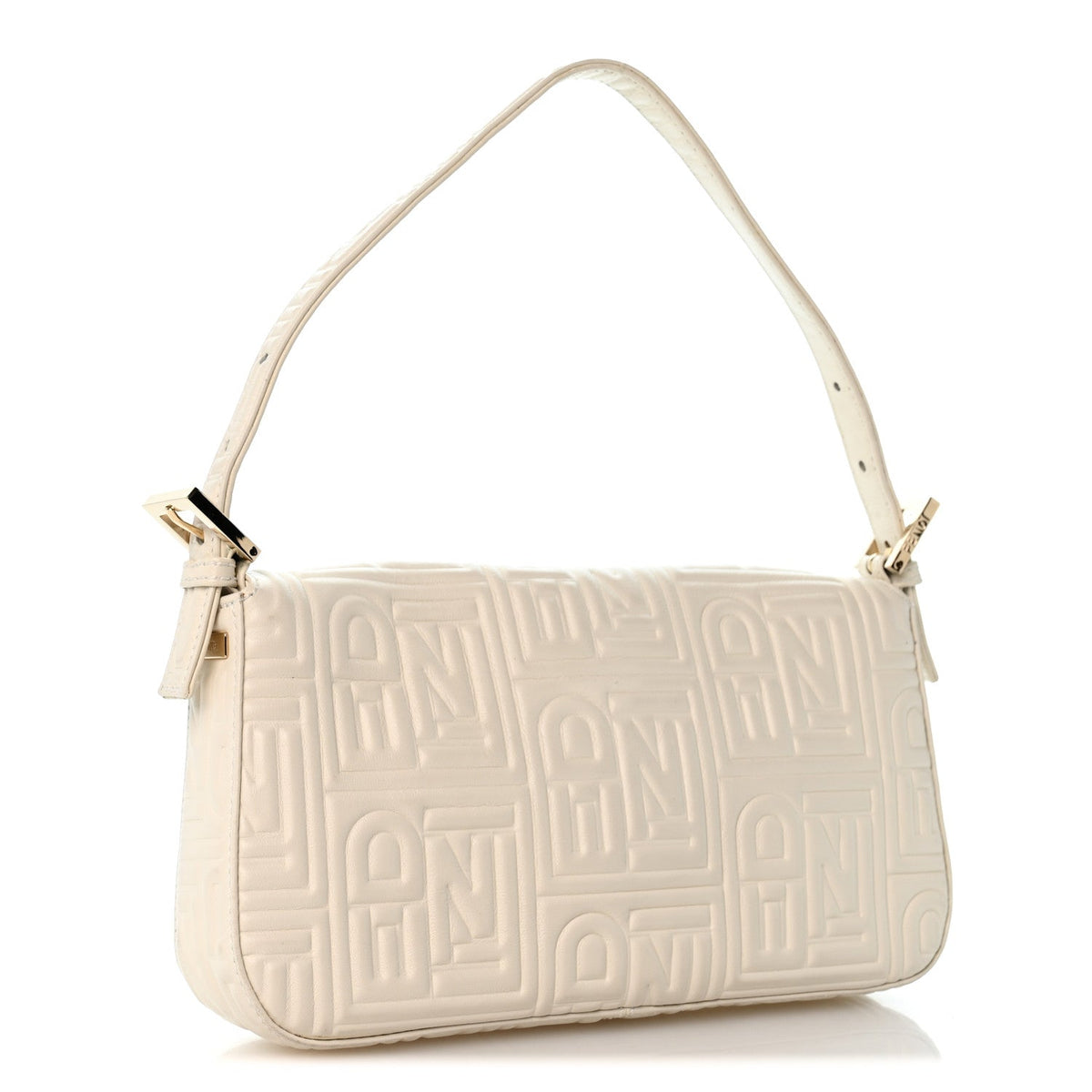 Nappa Logo Embossed Baguette White