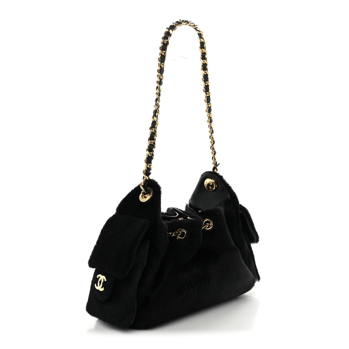 Pony Hair Mini Chanel 25 Handbag Black