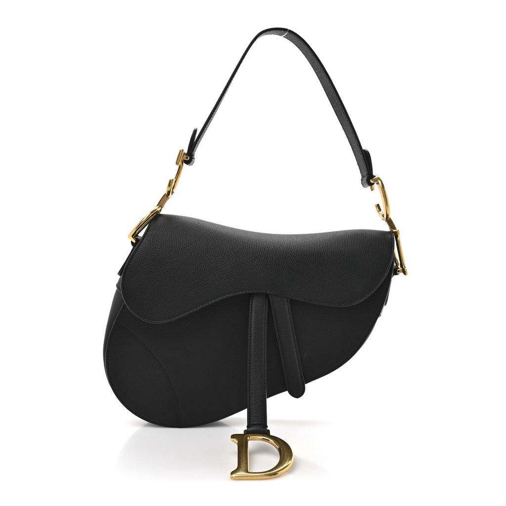 Grained Calfskin Saddle Bag Black