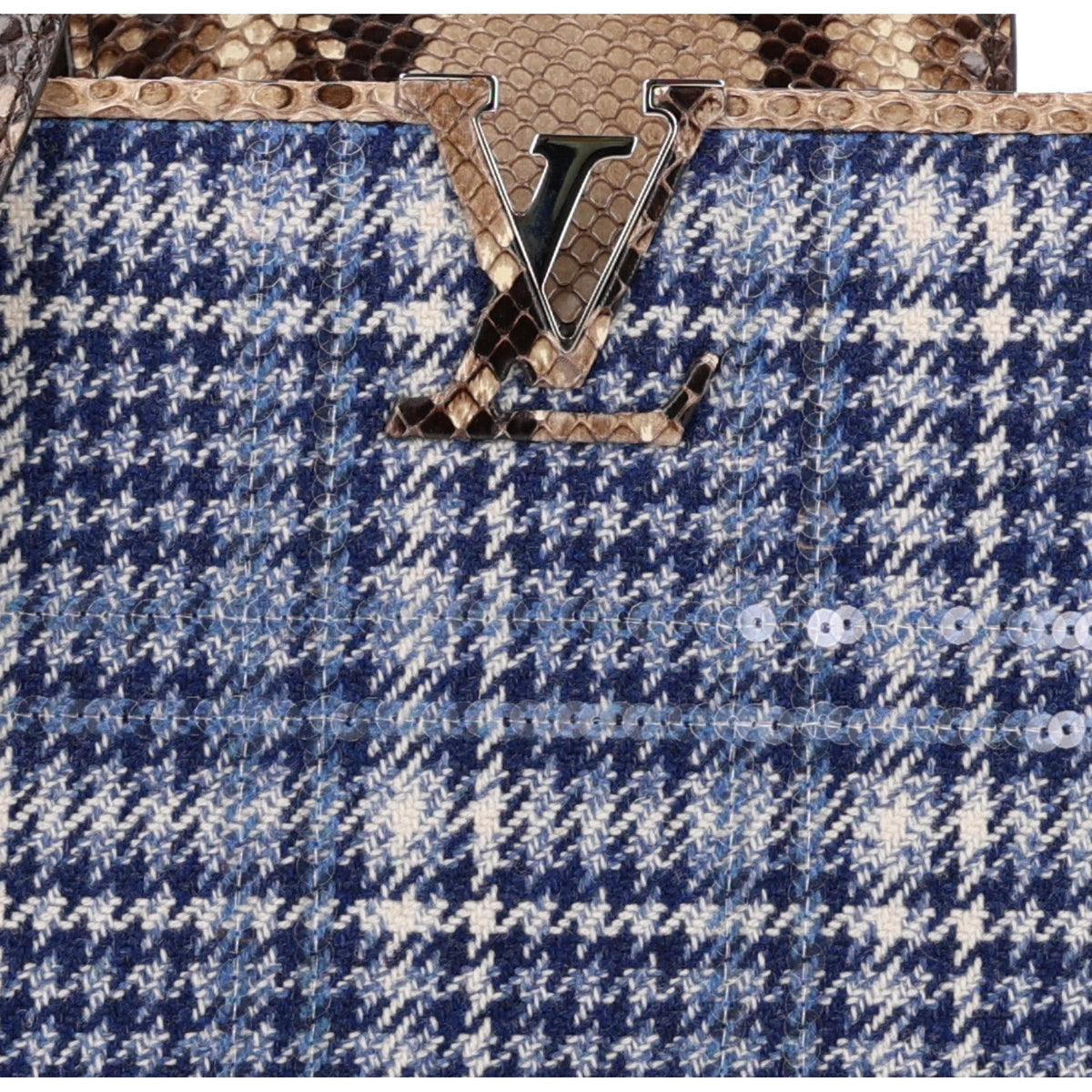 Tweed Sequins Snakeskin Capucines BB Blue