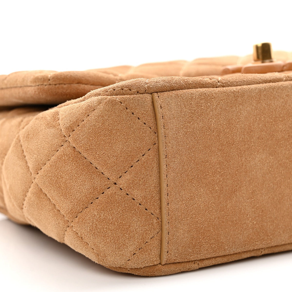 Suede Quilted Mini Flap Dark Beige
