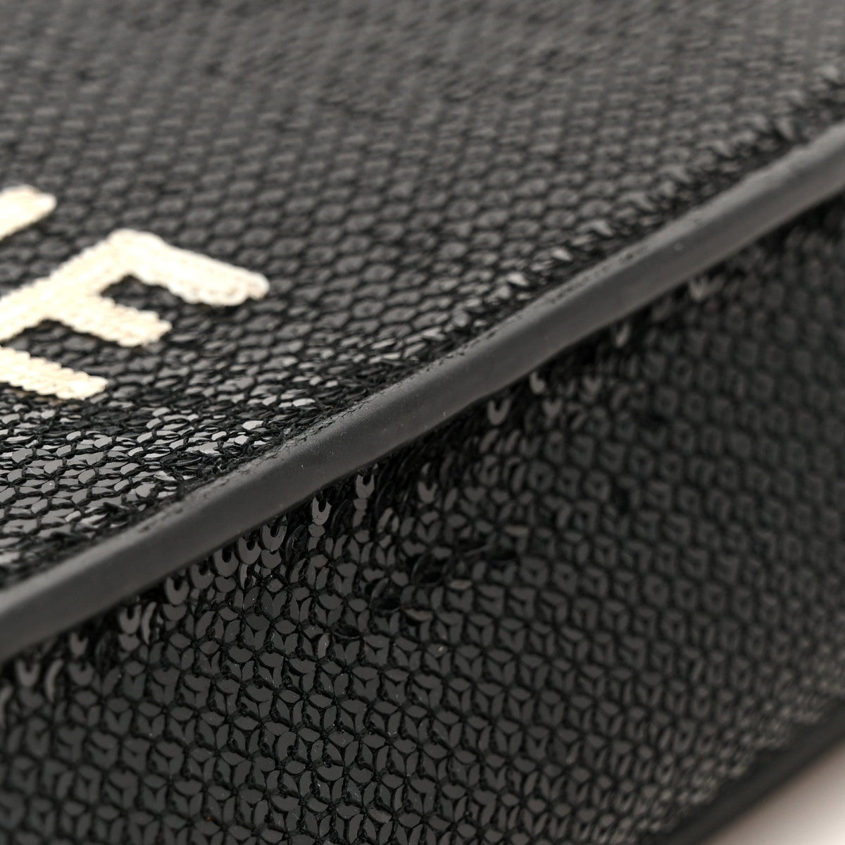 Sequin Calfskin Mini Vertical Cabas Black White