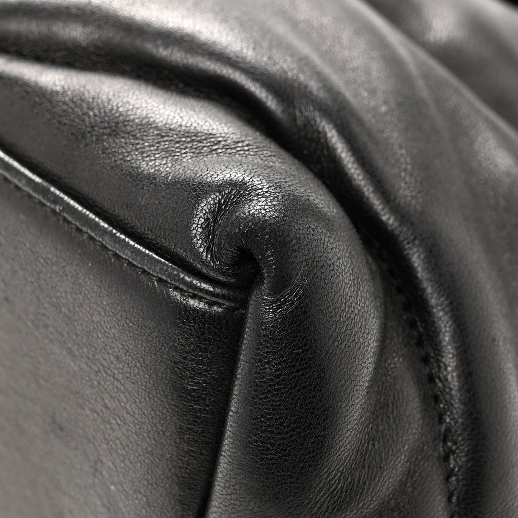 Lambskin Quilted Monogram Monochrome Medium Loulou Puffer Chain Satchel Black