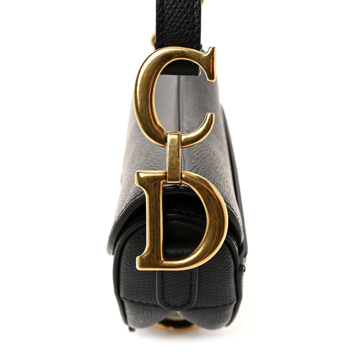 Grained Calfskin Mini Saddle Bag Black