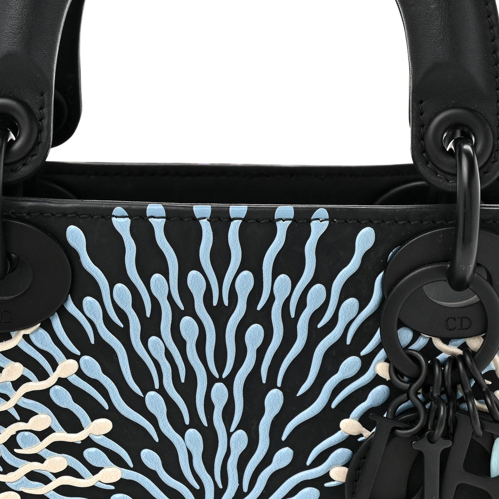 X BHARTI KHER Calfskin Painted Mini Lady Dior Black