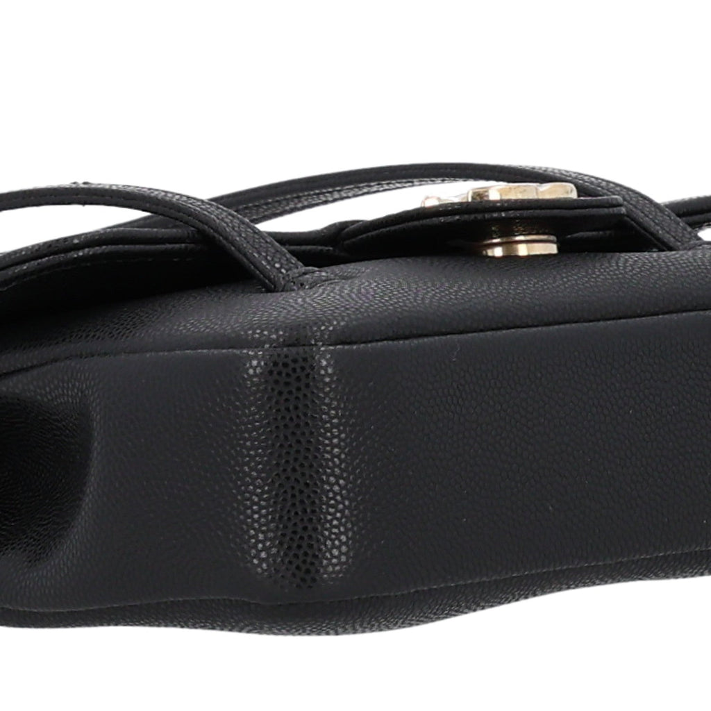 Shiny Caviar Mini Preppy Coco Shoulder Bag Black