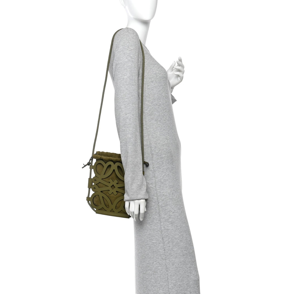 Smooth Calfskin Paula's Ibiza Small Anagram Cutout Tote Olive