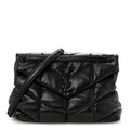 Lambskin Quilted Monogram Monochrome Medium Loulou Puffer Chain Satchel Black