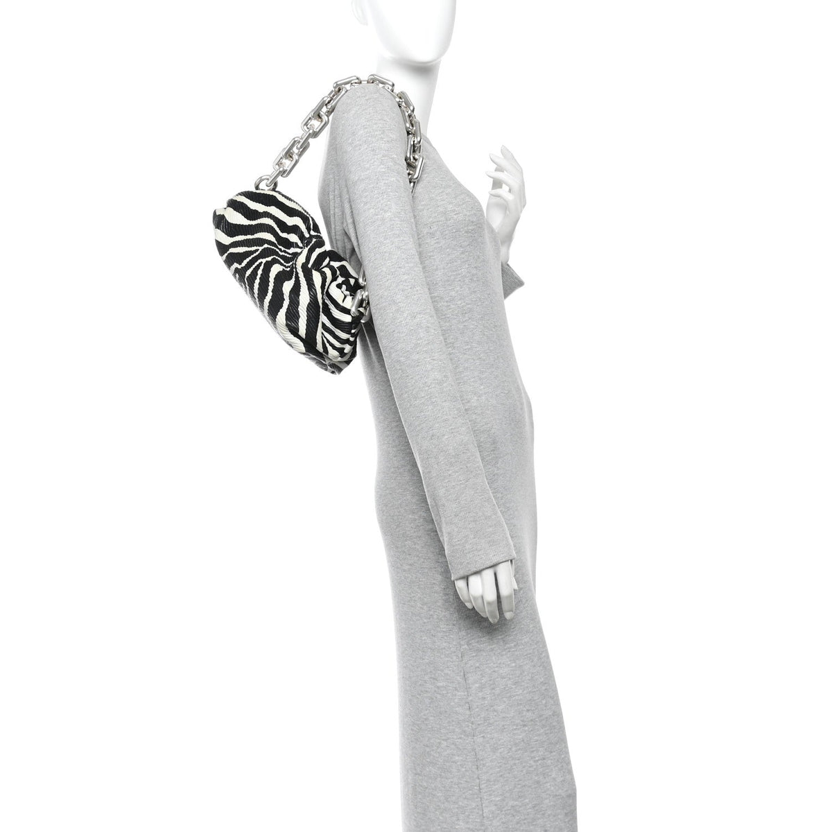 Nappa Zebra Print The Pouch Chain White Black