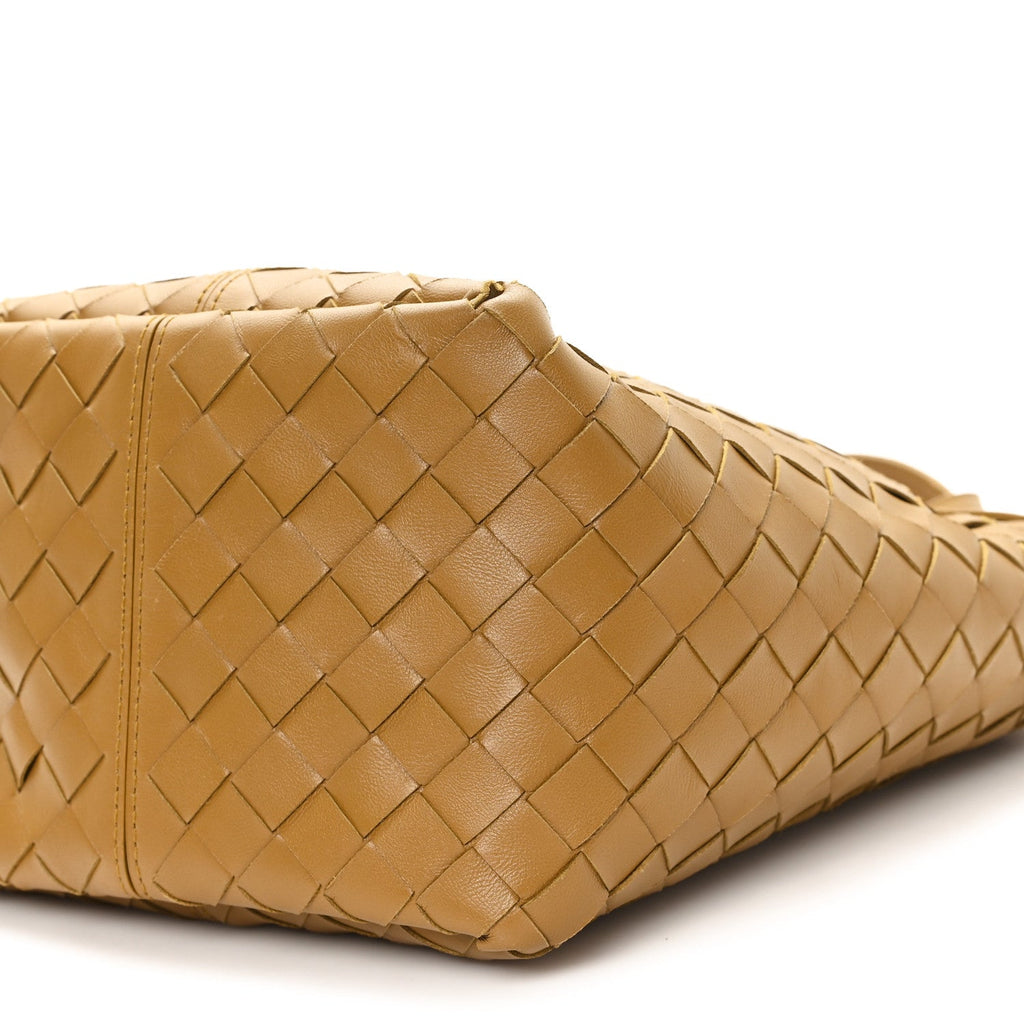 Nappa Intrecciato Small Flip Flap Tote Acorn Brass