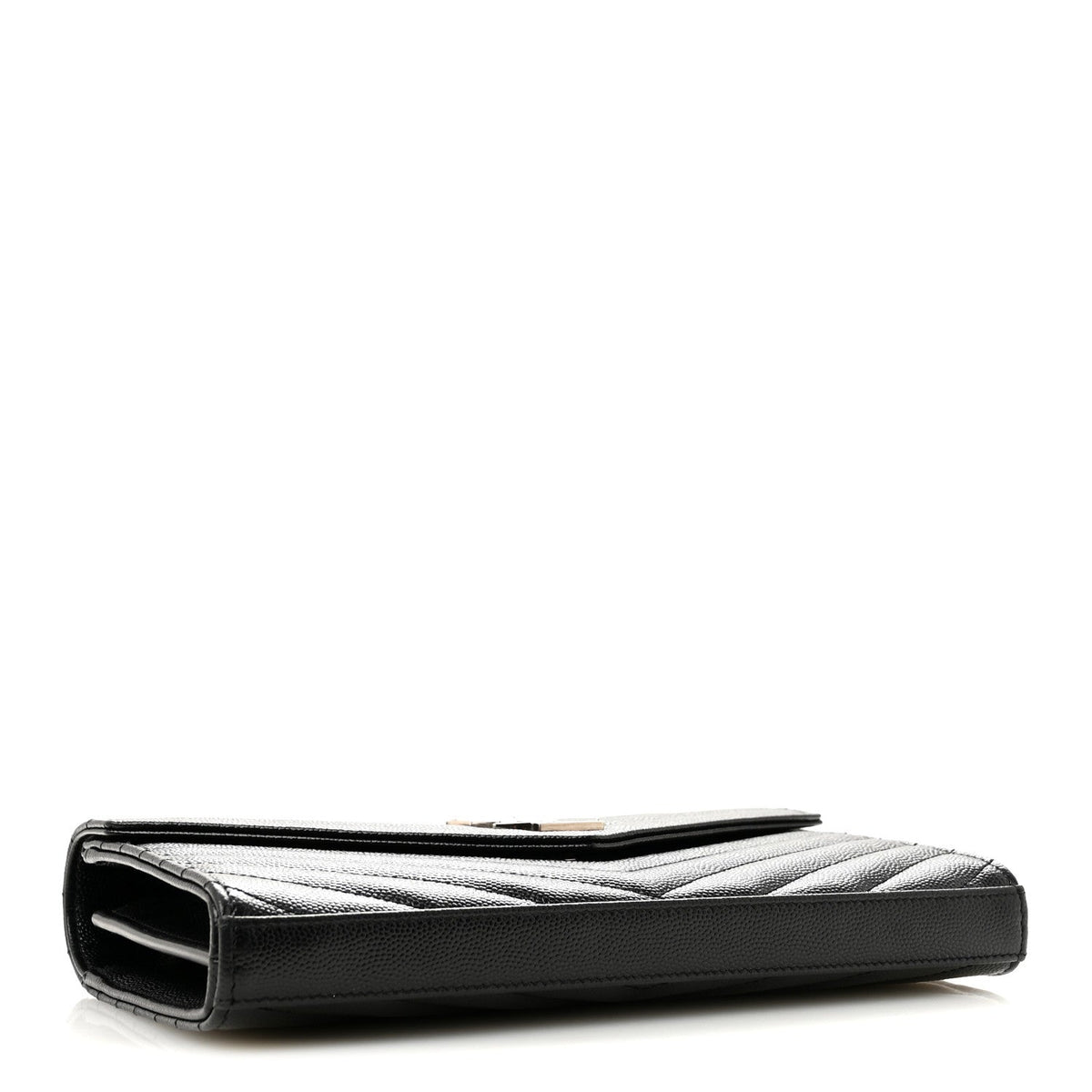 Grain De Poudre Matelasse Chevron Monogram Chain Wallet Black