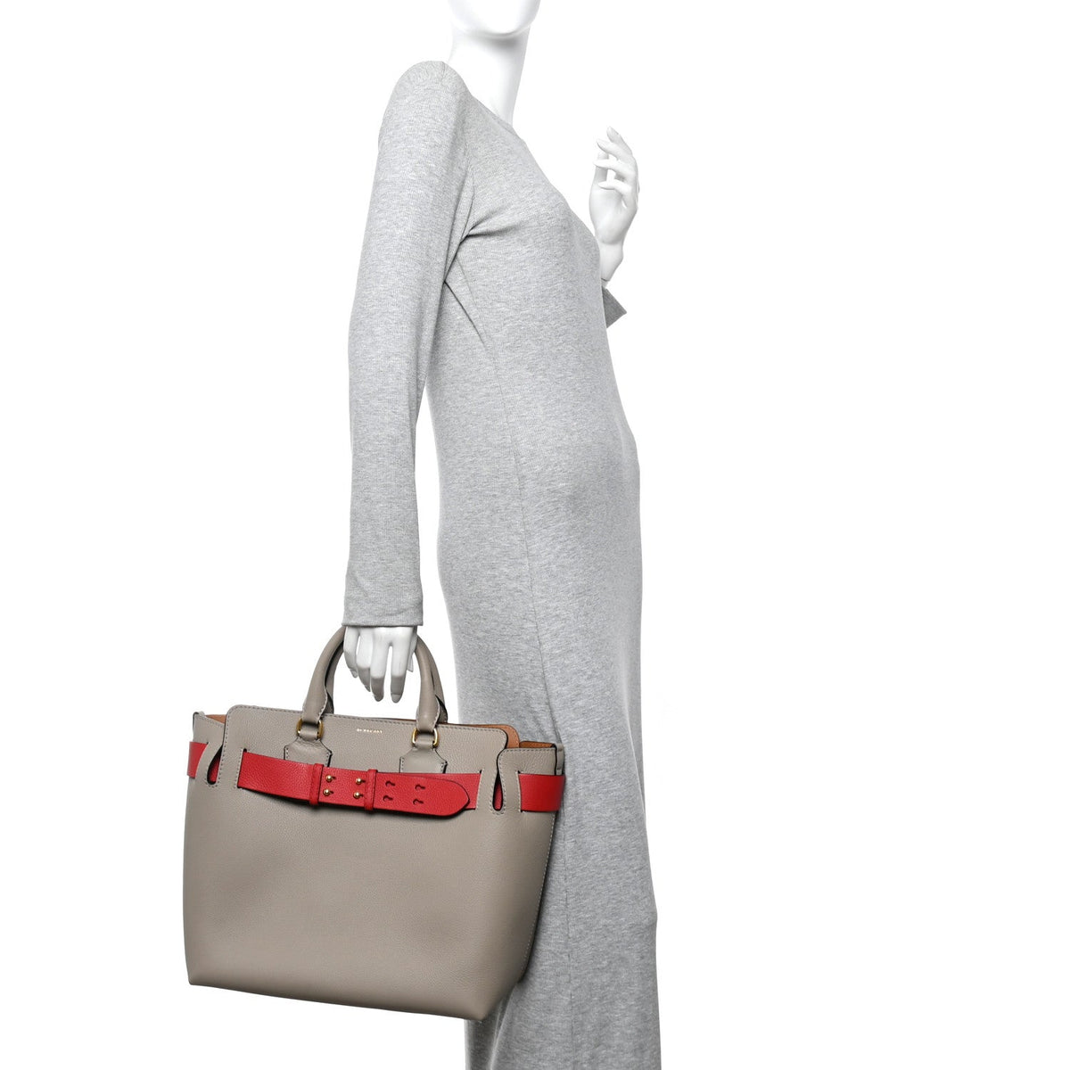 Marais Calfskin Medium Belt Bag Mineral Grey Bright Military Red