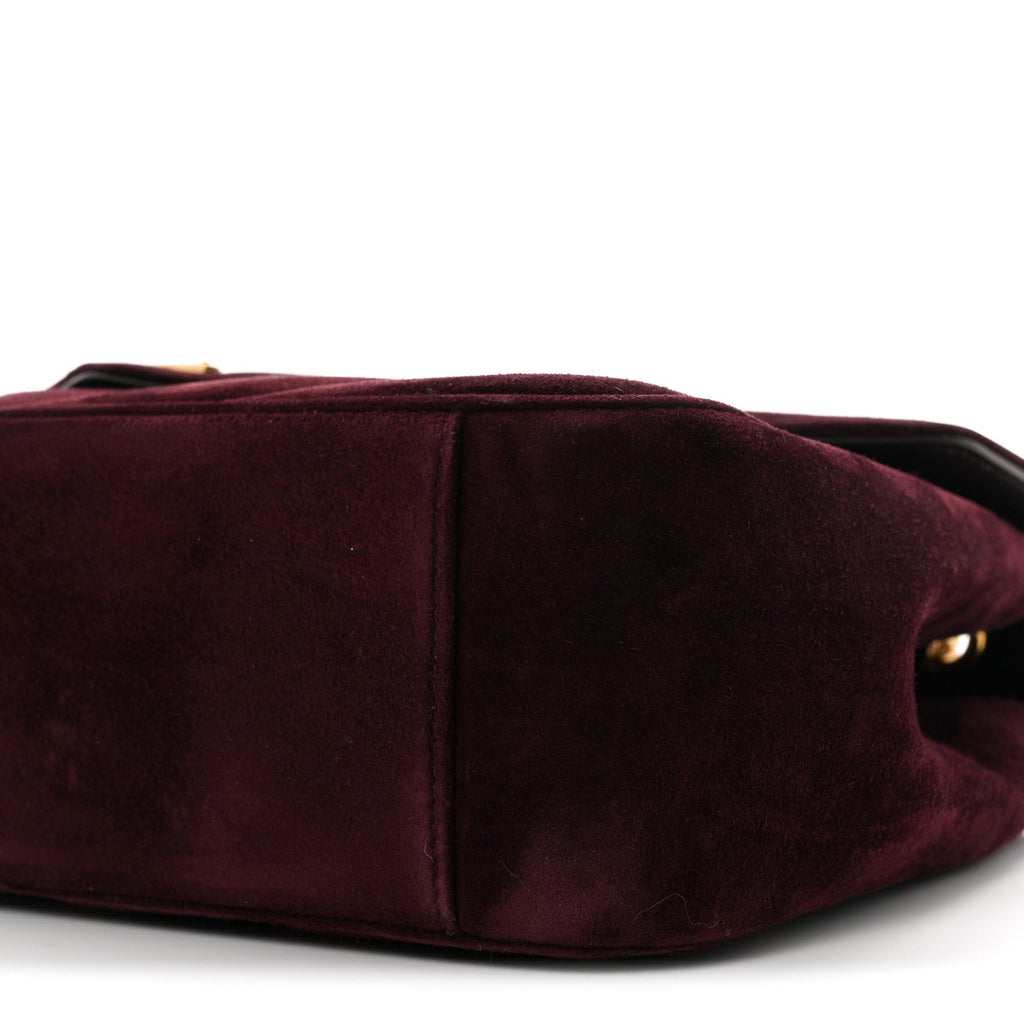 Suede Chevron Quilted Medium LouLou Smoky Burgundy
