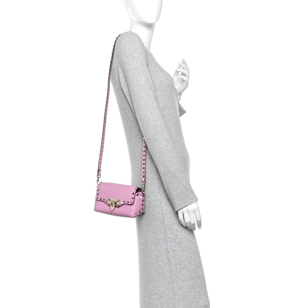 Pebbled Calfskin Mini Rockstud Crossbody Bag Giacinto