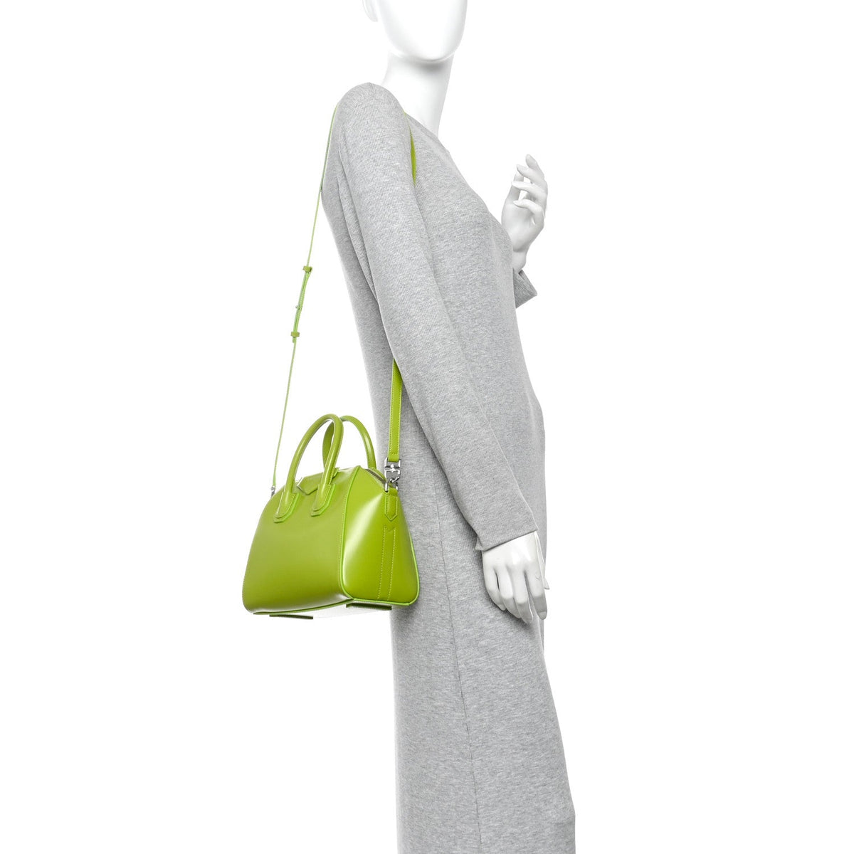 Shiny Lord Calfskin Mini Antigona Citrus Green
