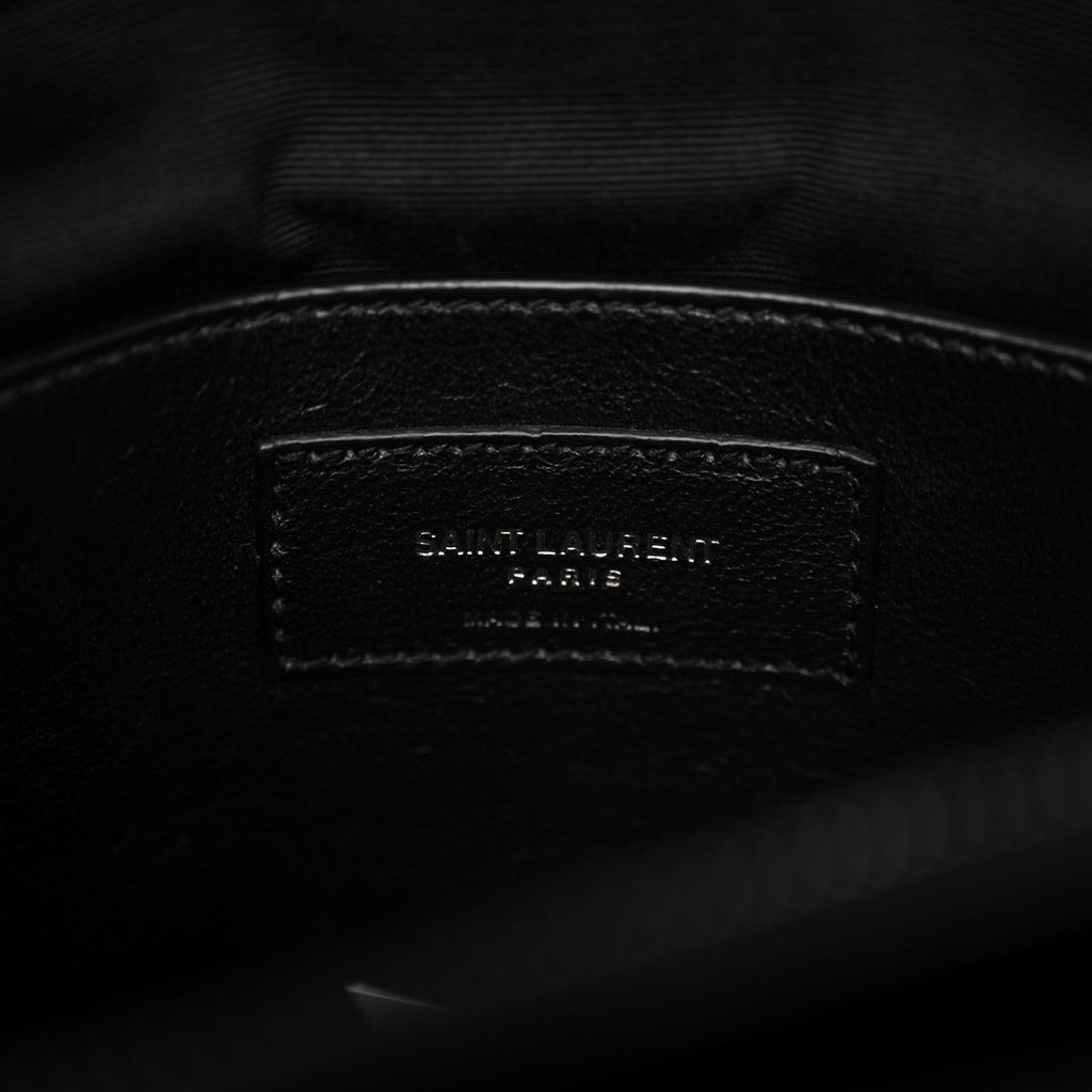 Sheepskin Matelasse Chevron Monogram Large College Satchel Black