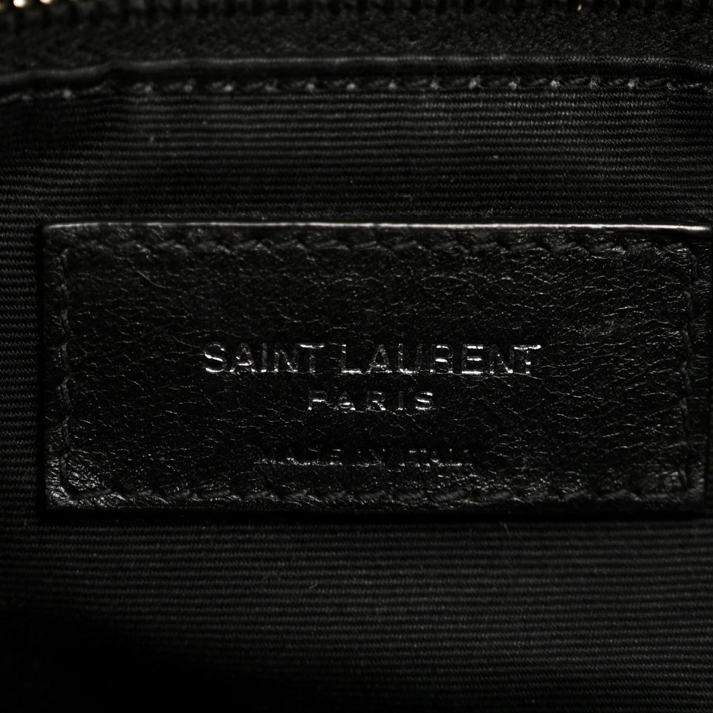 Lambskin Quilted Medium Loulou Puffer Monogram Chain Satchel Black
