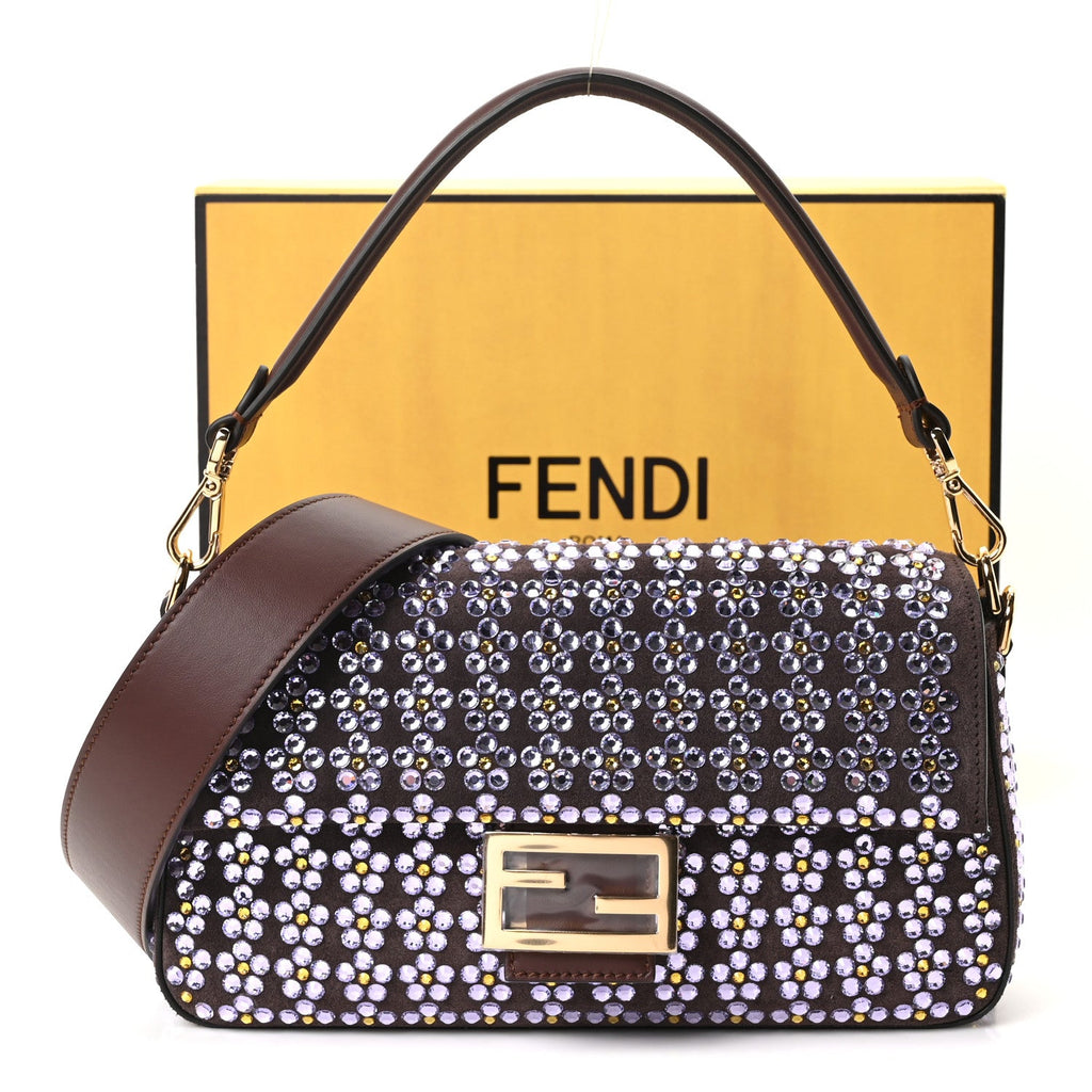 Suede Blooming Crystal Floral Baguette Mogano Anemone