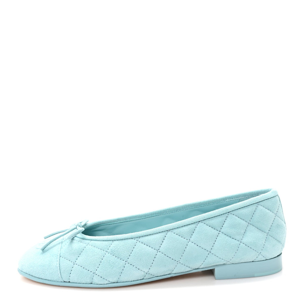 Suede Quilted Cap Toe CC Ballerina Flats 36 Light Blue