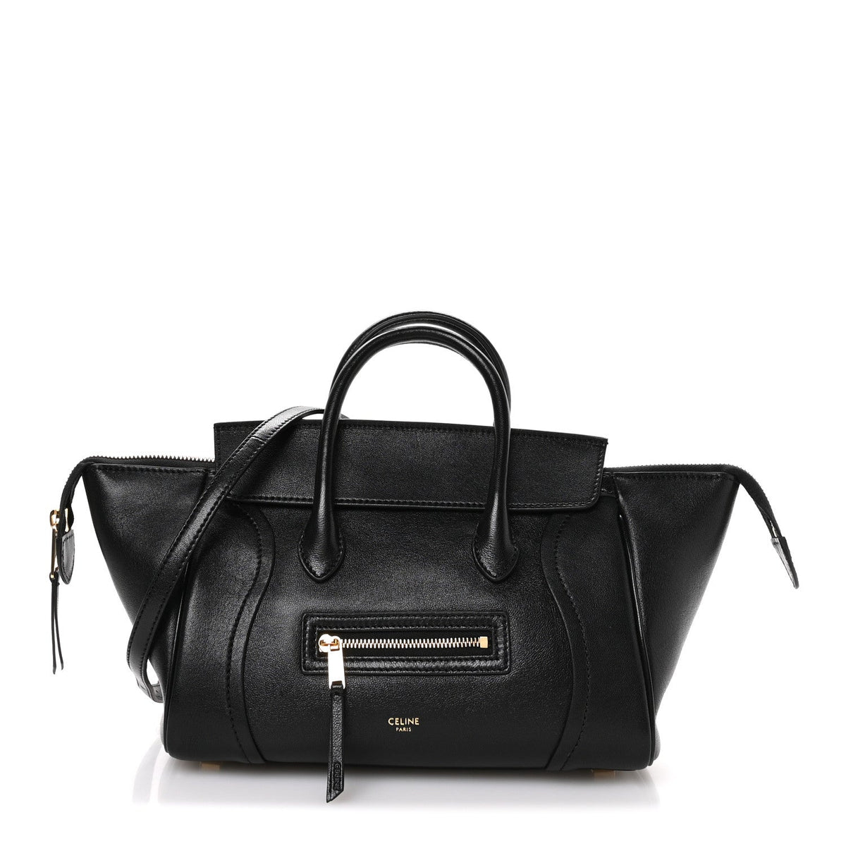 Supple Shiny Lambskin Little New Luggage Black