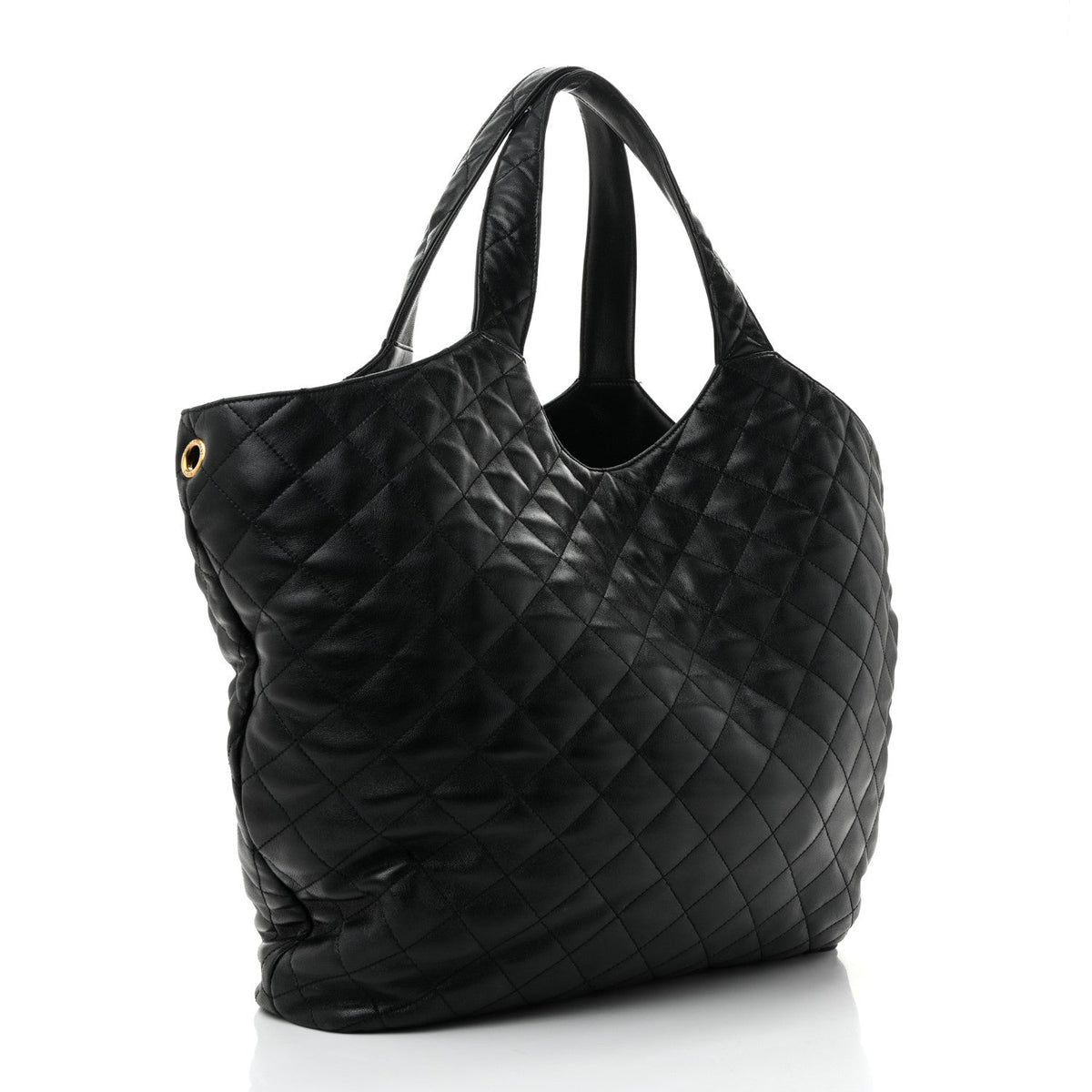 Lambskin Quilted Maxi Icare Shopping Tote Black