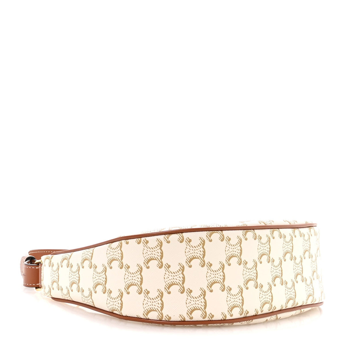 Canvas Calfskin Ava Triomphe Shoulder Bag White