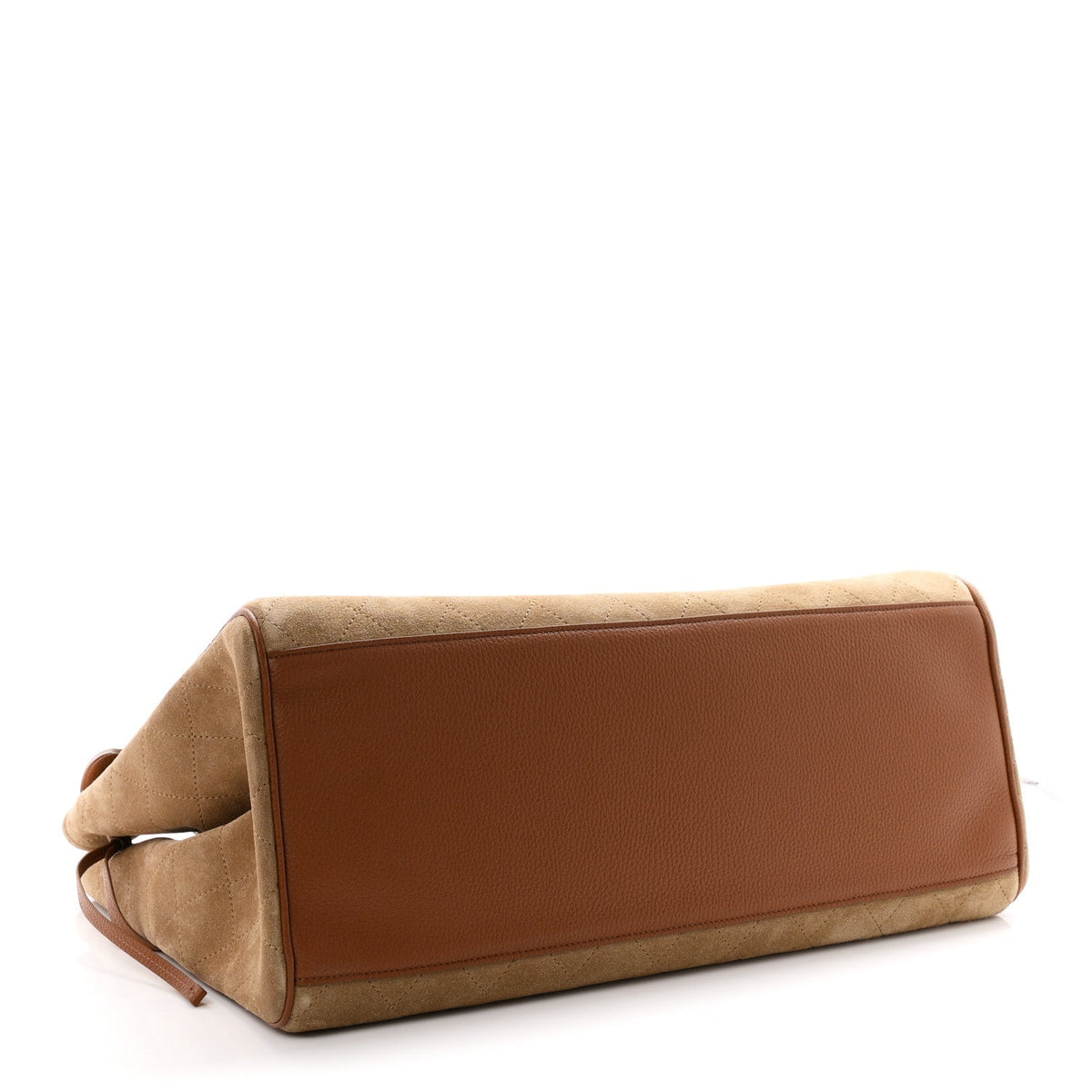 Grained Calfskin Suede Large Urban Essentials Shopping Bag Dark Beige Camel