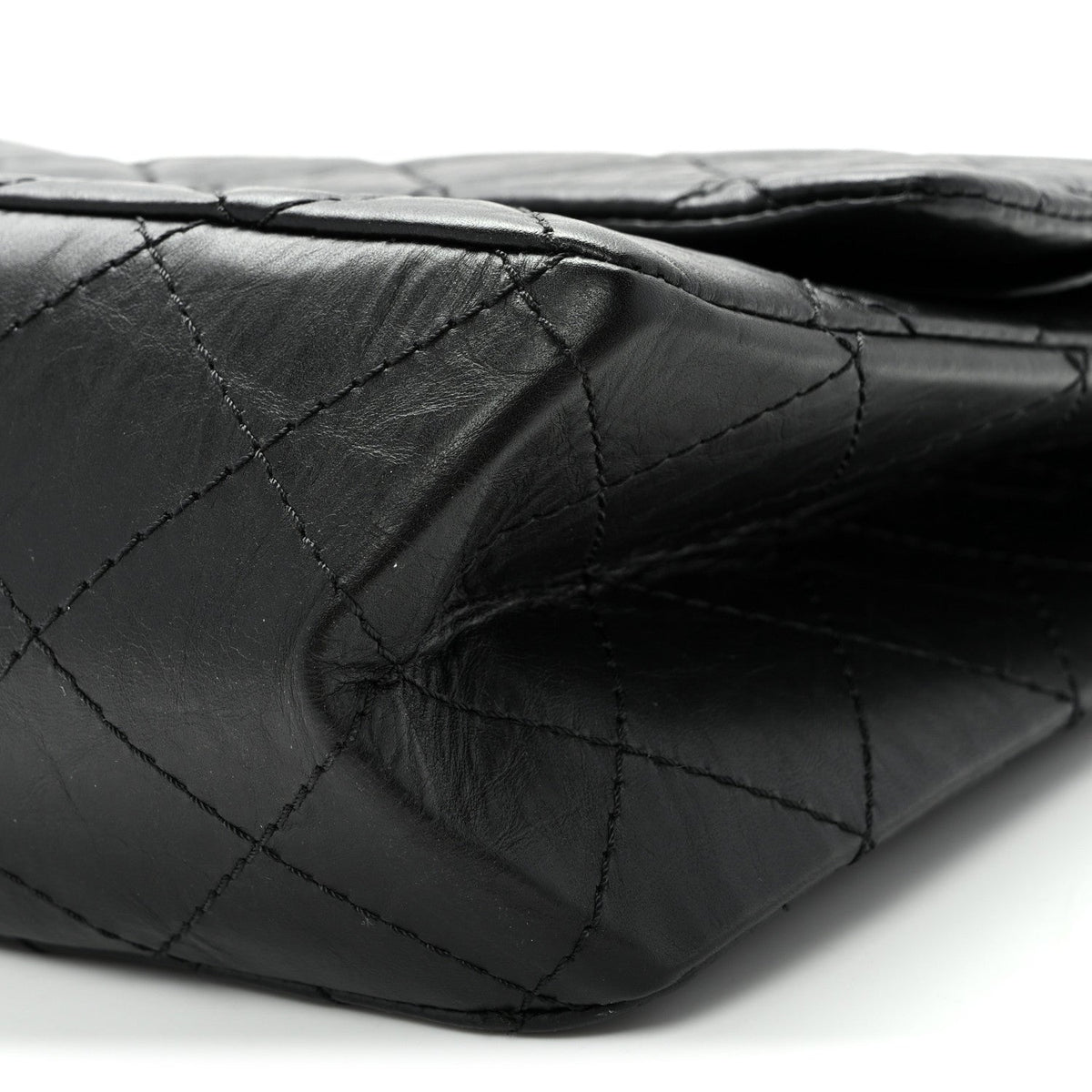 Aged Calfskin Quilted 2.55 Reissue 227 Flap Black