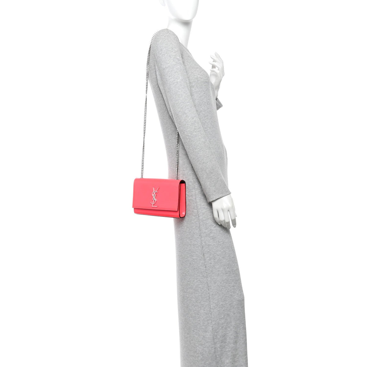 Patent Grain de Poudre Small Monogram Kate Satchel Neon Pink