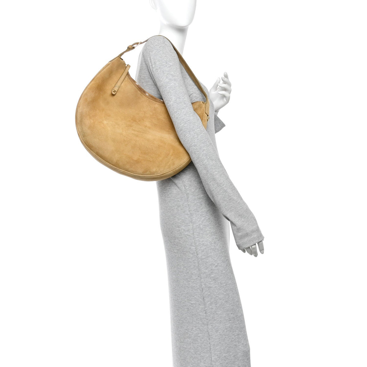 Suede Calfskin Large Lulu Shoulder Bag Beige