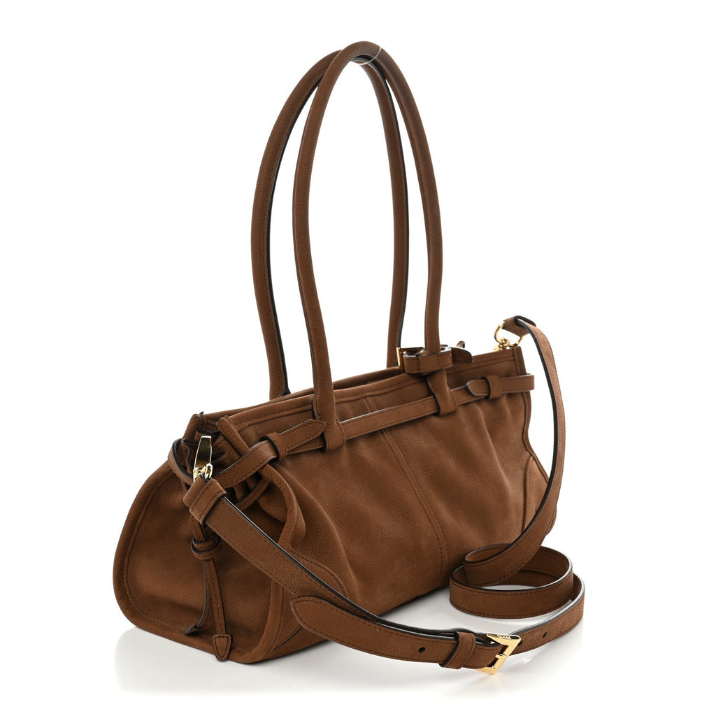 Nubuck Triangle Medium Bonnie Shoulder Bag Cacao