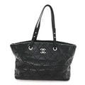 Glazed Calfskin Large On The Road Tote Black
