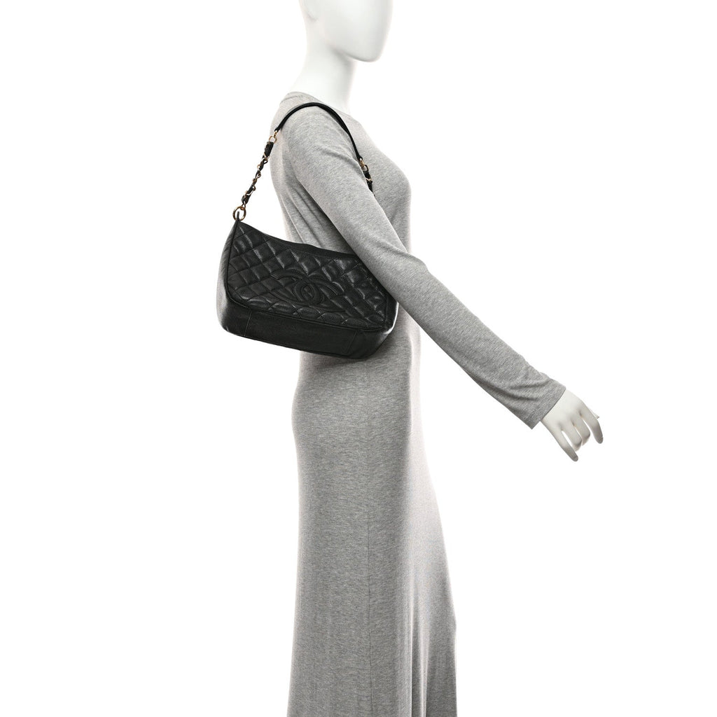 Caviar Quilted Timeless CC Shoulder Bag Black