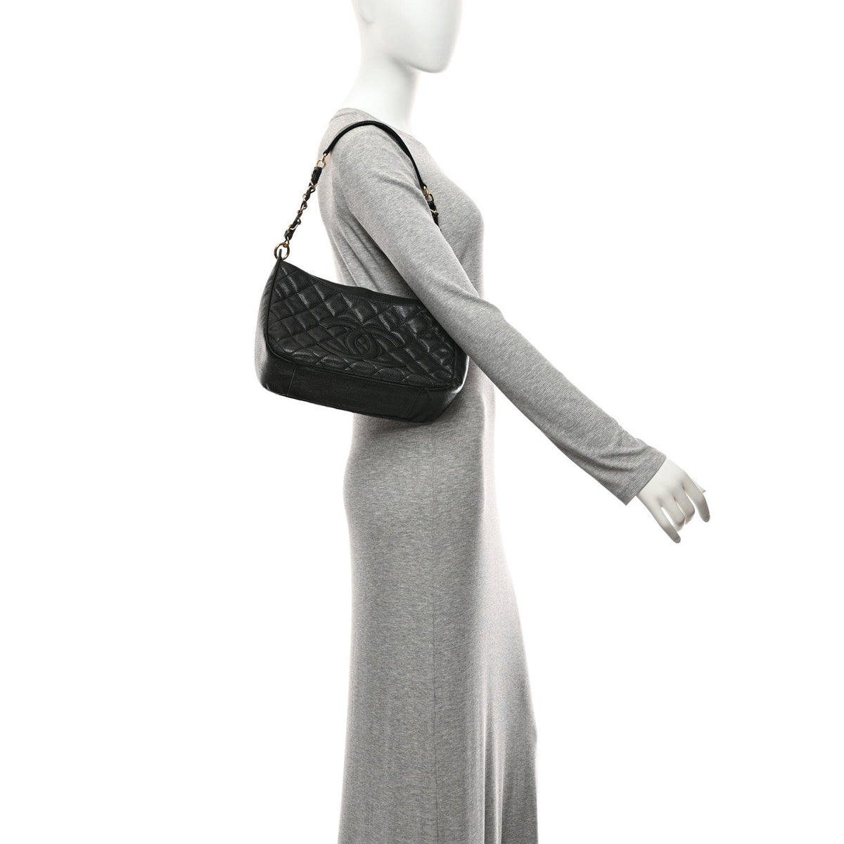 Caviar Quilted Timeless CC Shoulder Bag Black